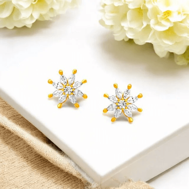 Girlish Star Shaped Gold Stud Earrings
